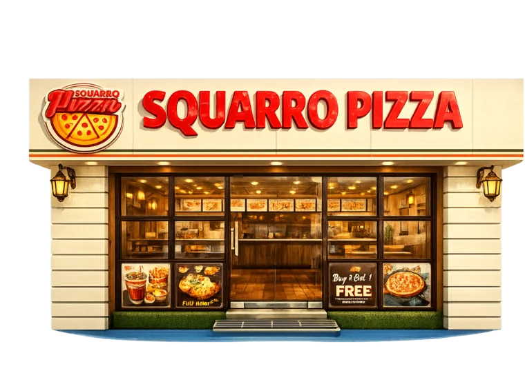 Squarro Pizza storefront, Aliganj Lucknow